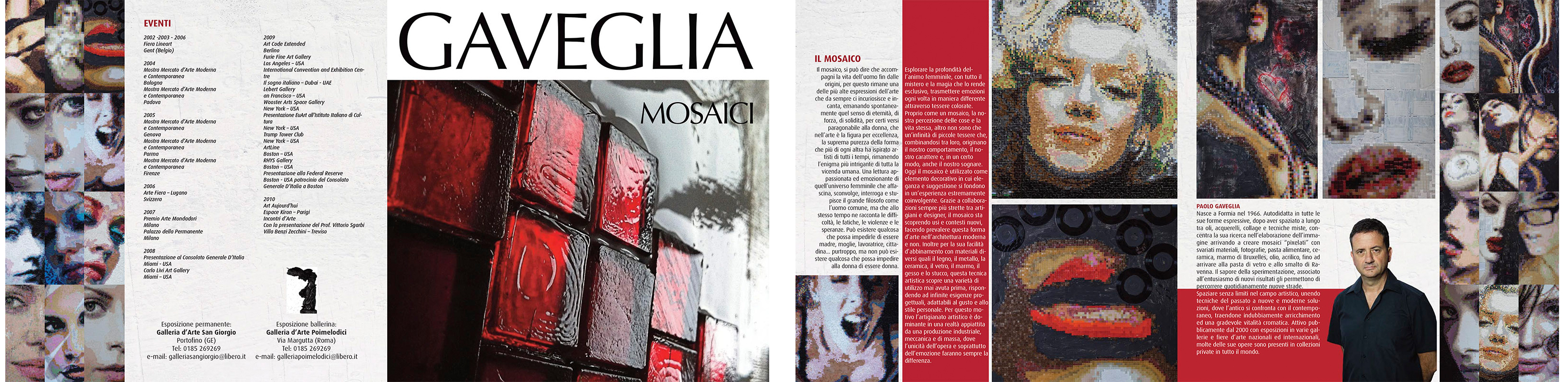 Paolo Gaveglia mosaici, La Spezia, tessere, veneziane, ravennate, brochure
